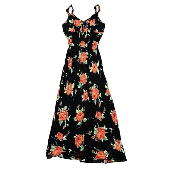 90’s Donna Ricco Rose Print Babydoll Maxi Dress - Picture 1 of 6